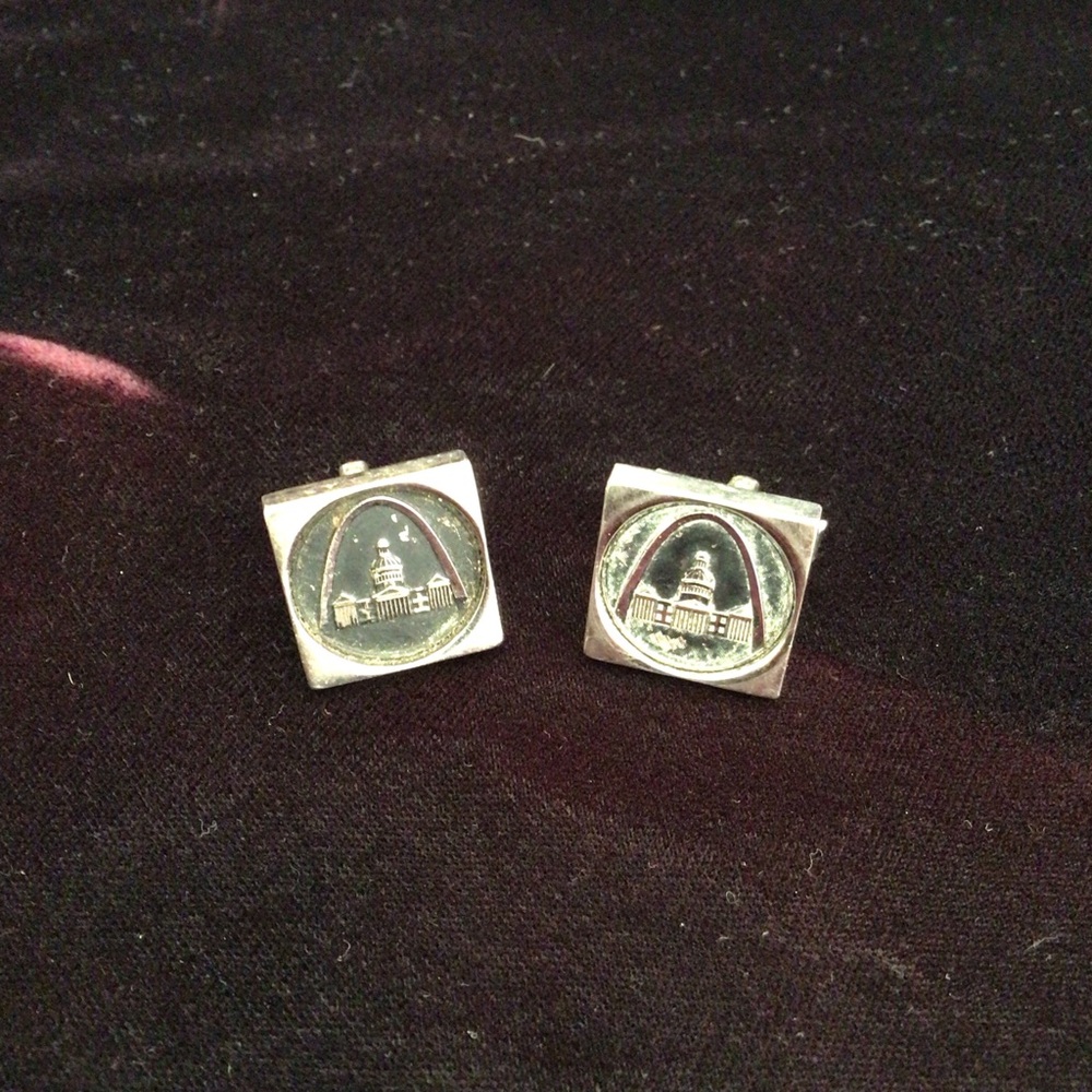 Silver Cufflinks with Architectural Design